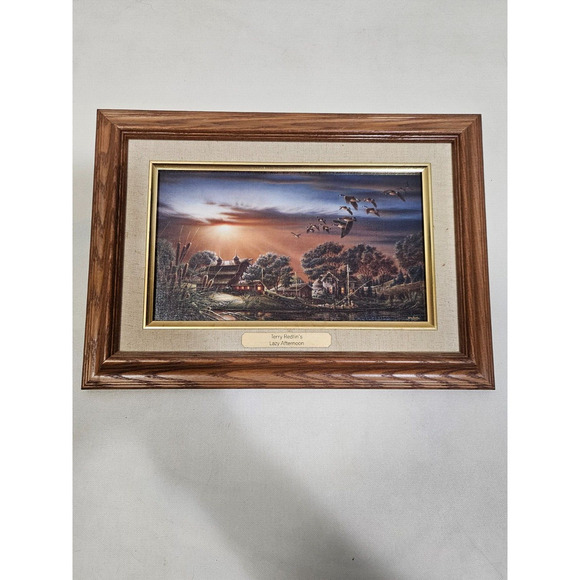 Terry Redlin "Lazy Afternoon" Personal Collage Series Linen Art Mini 12x8.5 - Picture 1 of 8